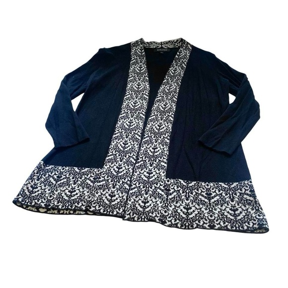 Kasper Sweaters - Kasper Black & White Cardigan
